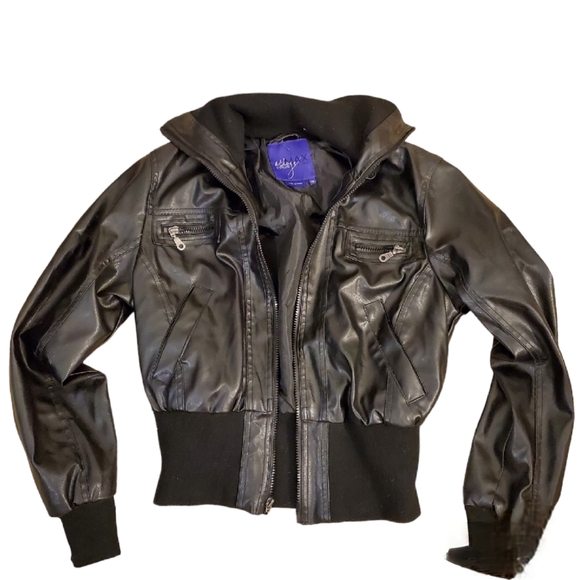 Miley Cyrus & Max Azria Jackets & Blazers - 56- Miley Cyrus Max Azria Womens L Faux Leather Black Jacket Biker Bomber Moto.